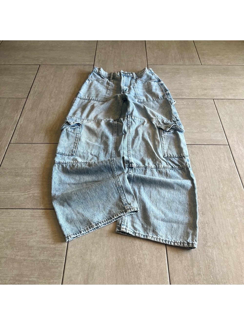 SO High Rise Cargo Wide Leg Jeans Size Small Light Wash
